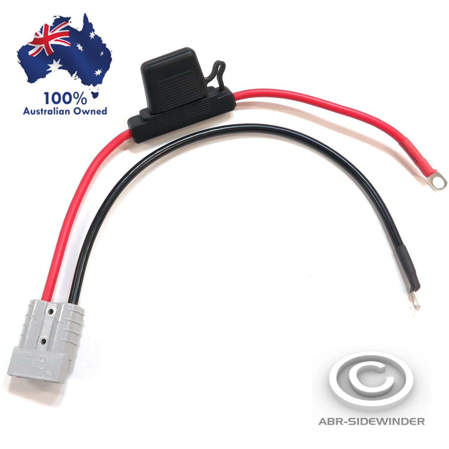 80AMP MAXI FUSED Anderson Lead 50amp plug to 8mm Lugs, 8 B&S cable lead 38cm